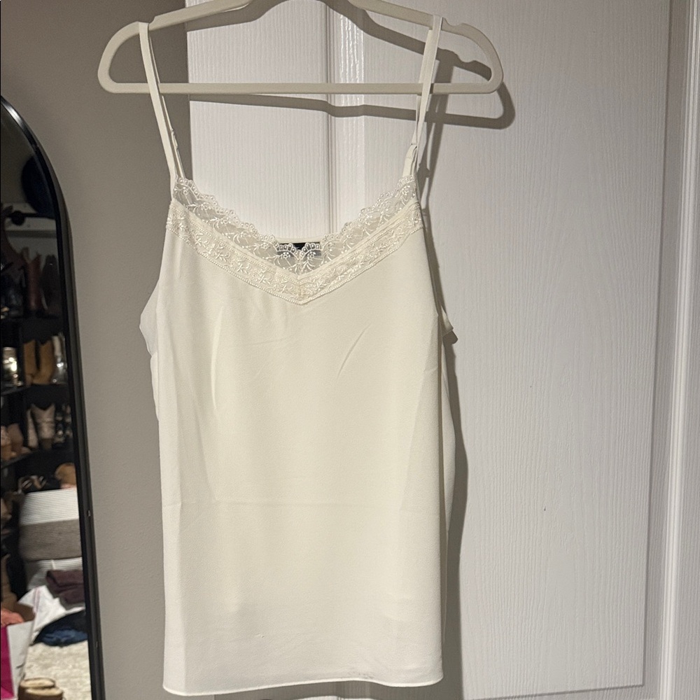 Elegant Cream Lace Trim Cami Top